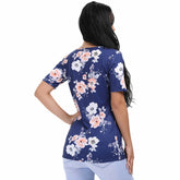Kaamastra Blue Half Sleeve Floral Print Top for Women